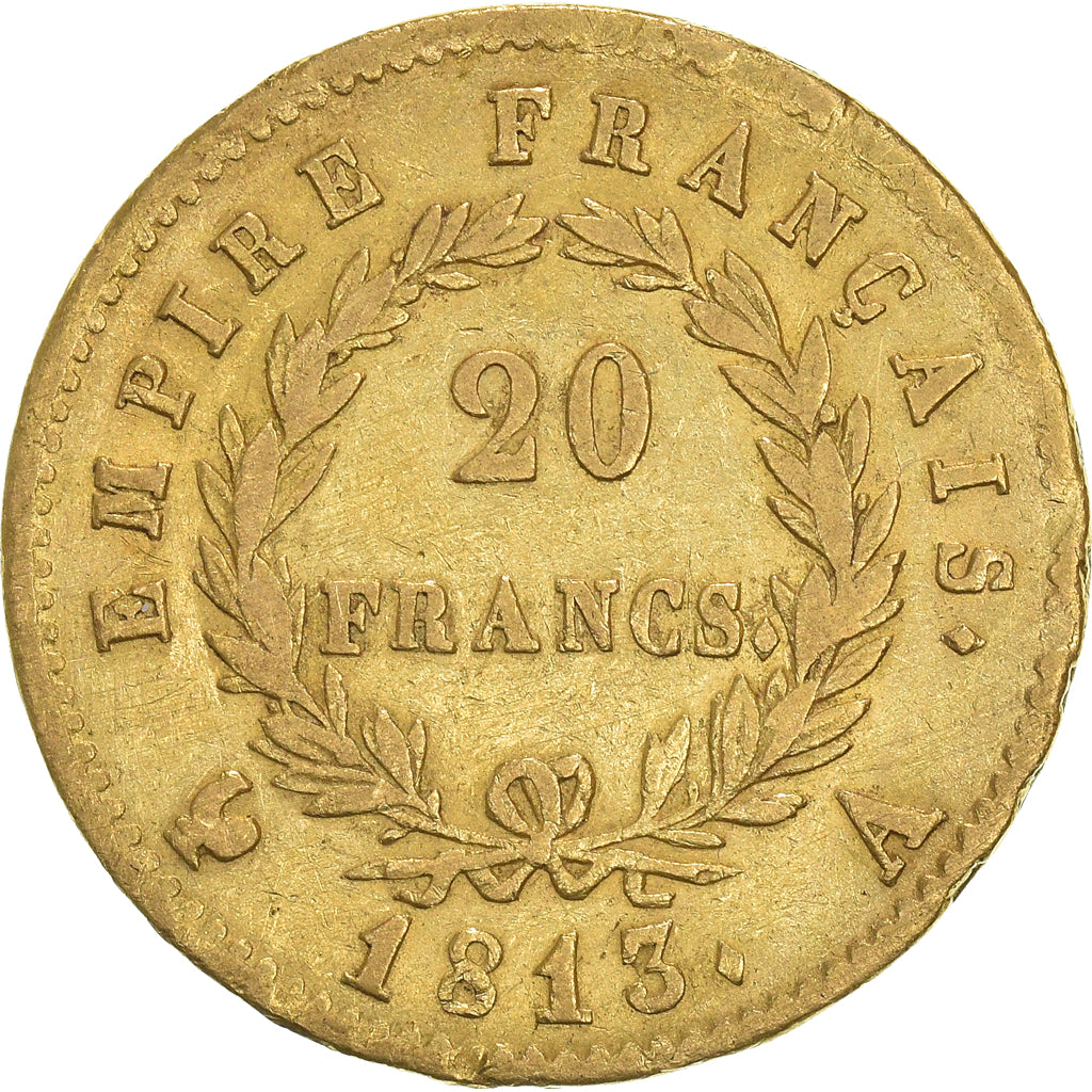Moneta, Francia, Napoléon I, 20 Francs, 1813, Paris, MB+, Oro, KM:695.1