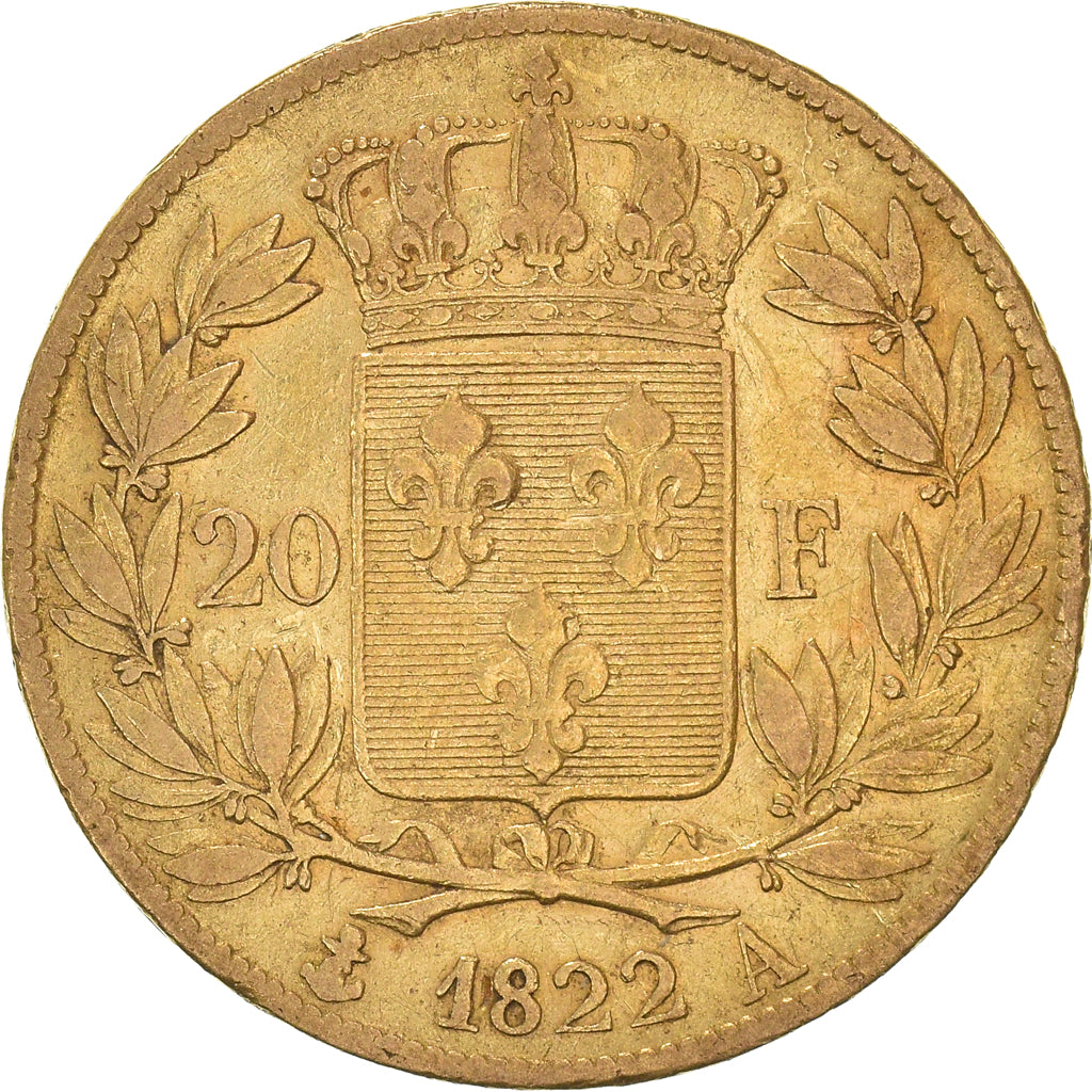 Monnaie, France, Louis XVIII, 20 Francs, 1822, Paris, TB+, Or, Gadoury:1028