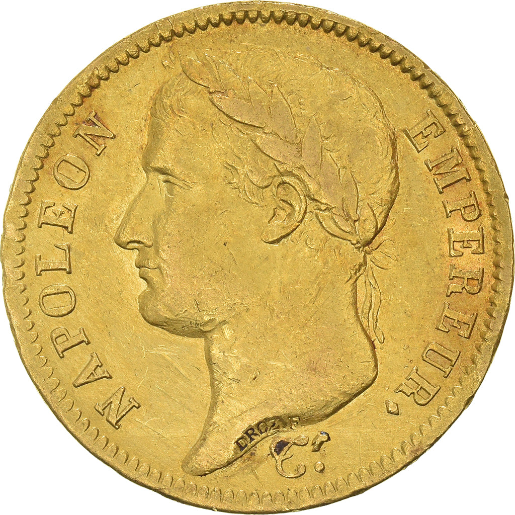 Moeda, França, Napoleon I, 40 Francs, 1811, Paris, EF(40-45), Dourado