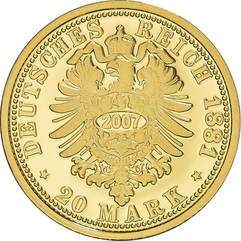 Germania, medaglia, Reproduction, Hamburg, 20 Mark, 1881, 2007, FDC, Oro