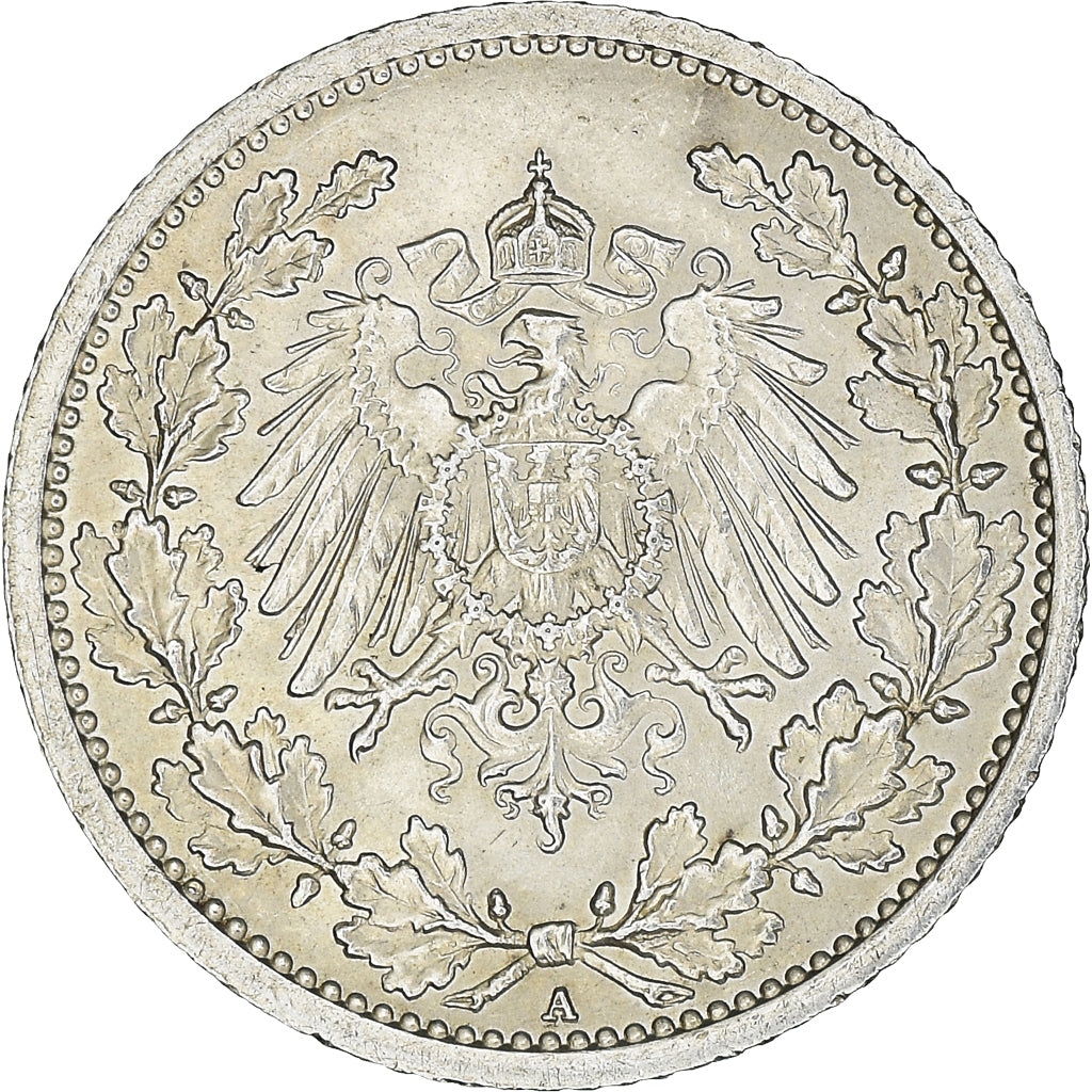 Coin, GERMANY - EMPIRE, 1/2 Mark, 1912, Berlin, AU(55-58), Silver, KM:17