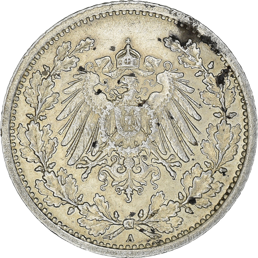 Munten, DUITSLAND - KEIZERRIJK, 1/2 Mark, 1915, Berlin, ZF+, Zilver, KM:17