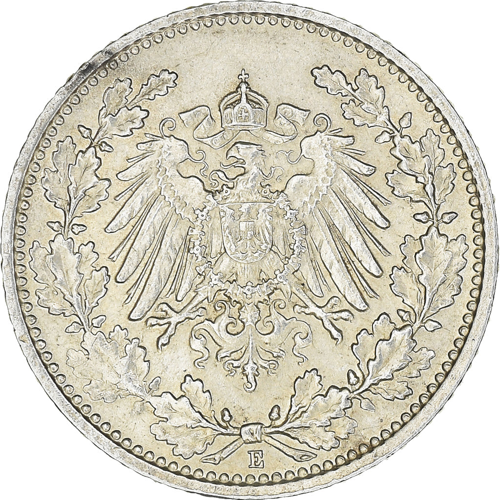 Moneta, GERMANIA - IMPERO, 1/2 Mark, 1915, Muldenhütten, SPL-, Argento, KM:17