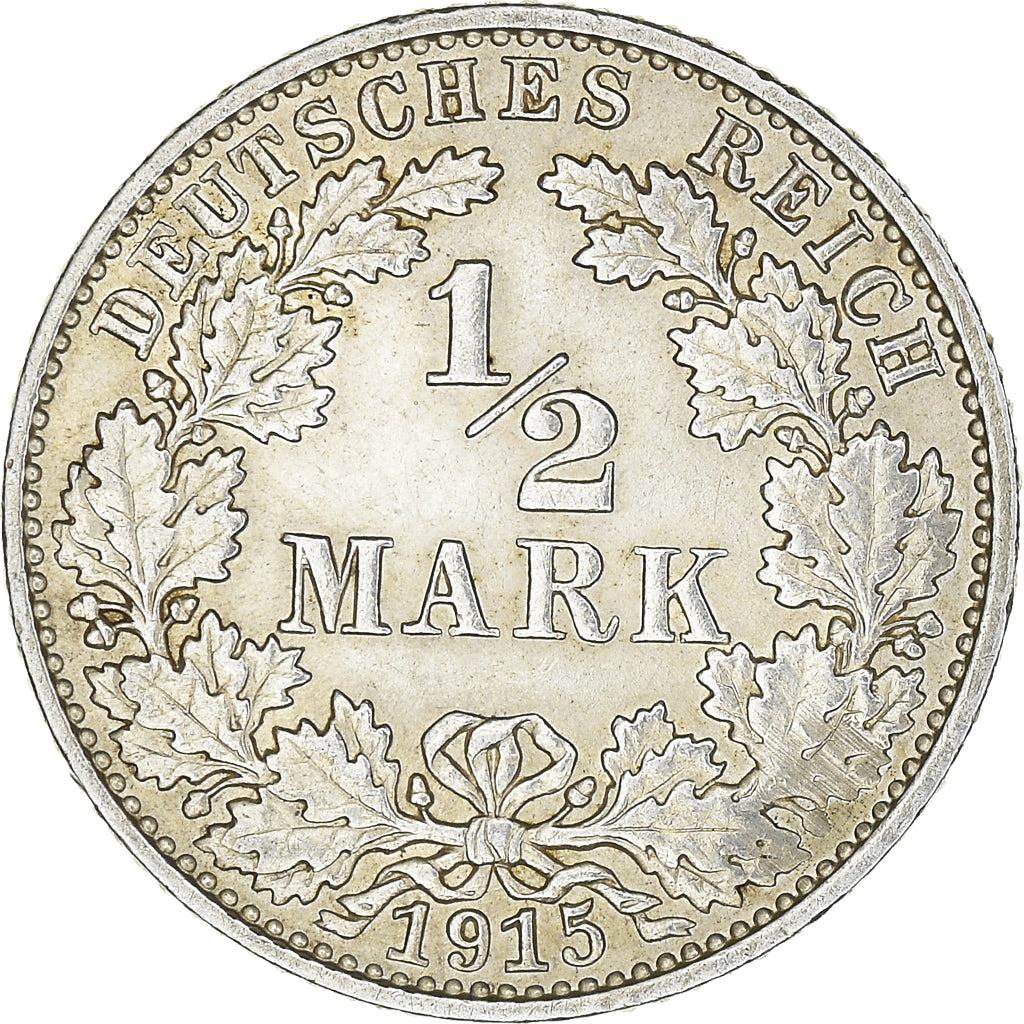 Moneta, GERMANIA - IMPERO, 1/2 Mark, 1915, Muldenhütten, SPL-, Argento, KM:17