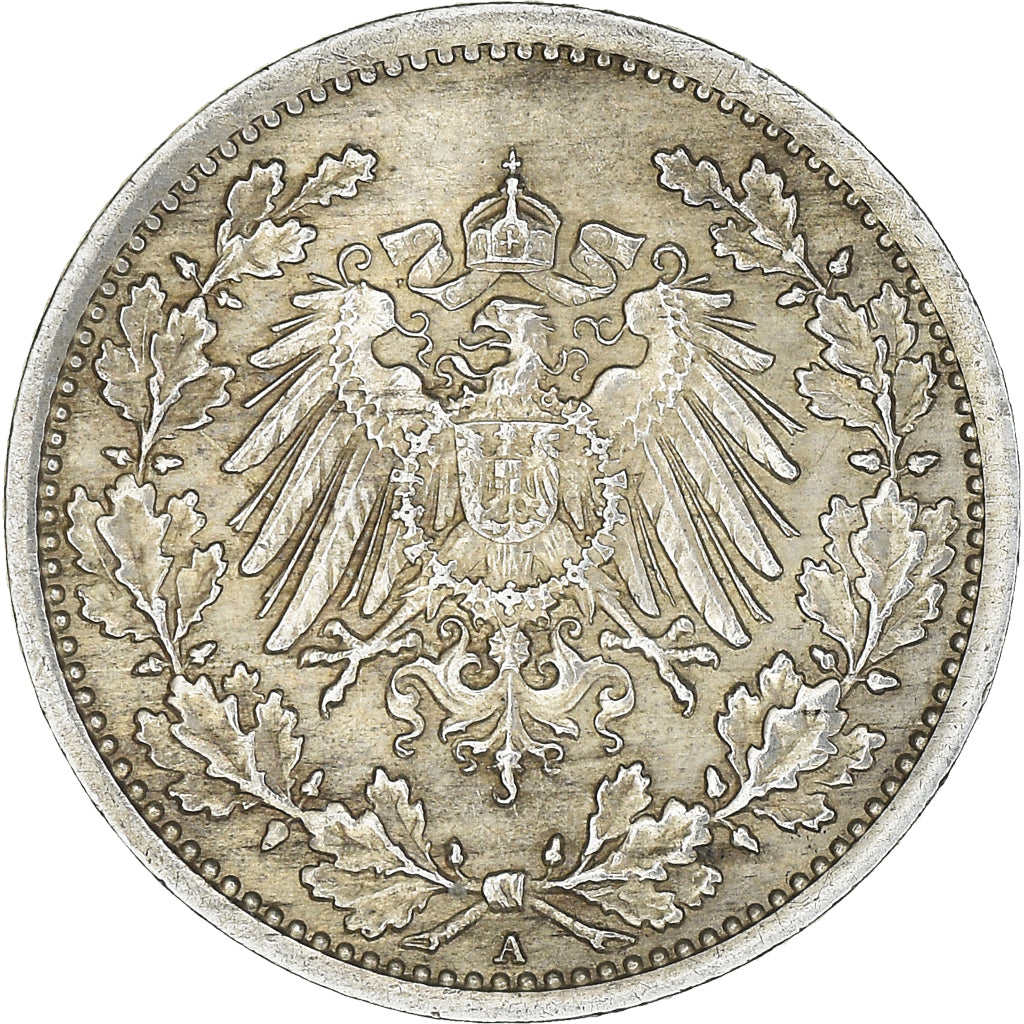 Coin, GERMANY - EMPIRE, 1/2 Mark, 1917, Berlin, EF(40-45), Silver, KM:17