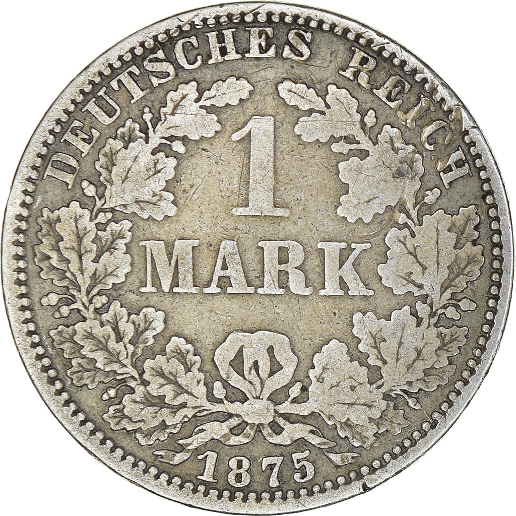 Coin, GERMANY - EMPIRE, Wilhelm I, Mark, 1875, Berlin, EF(40-45), Silver, KM:7