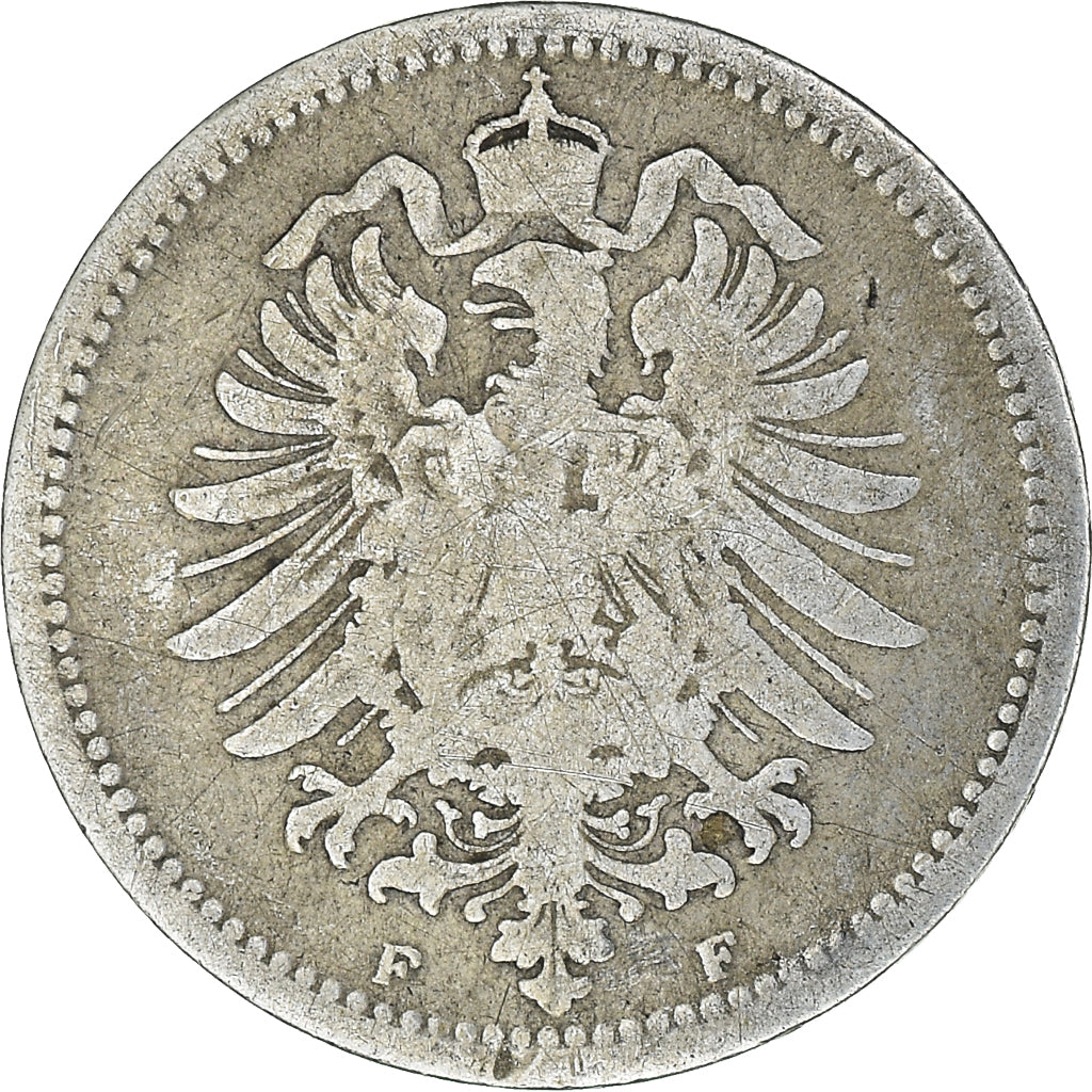 Coin, GERMANY - EMPIRE, Wilhelm I, 20 Pfennig, 1875, Stuttgart, VF(20-25)