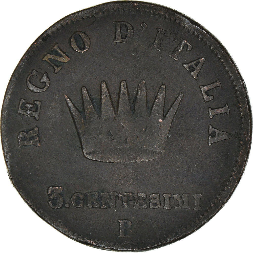 Munten, Italiaanse staten, KINGDOM OF NAPOLEON, Napoleon I, 3 Centesimi