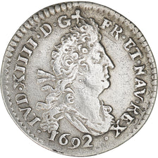 Coin, France, Louis XIV, 4 Sols aux 2 L, 1692, Reims, EF(40-45), Silver