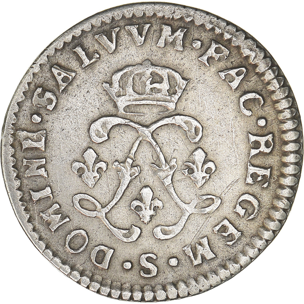 Coin, France, Louis XIV, 4 Sols aux 2 L, 1692, Reims, EF(40-45), Silver