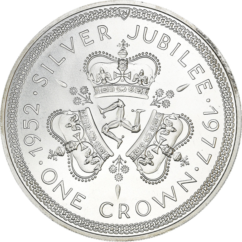 Coin, Isle of Man, Elizabeth II, Crown, 1977, Pobjoy Mint, MS(65-70), Silver