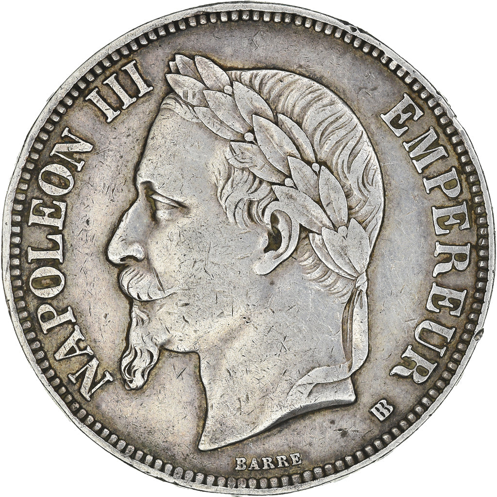 Coin, France, Napoleon III, 5 Francs, 1868, Strasbourg, EF(40-45), Silver