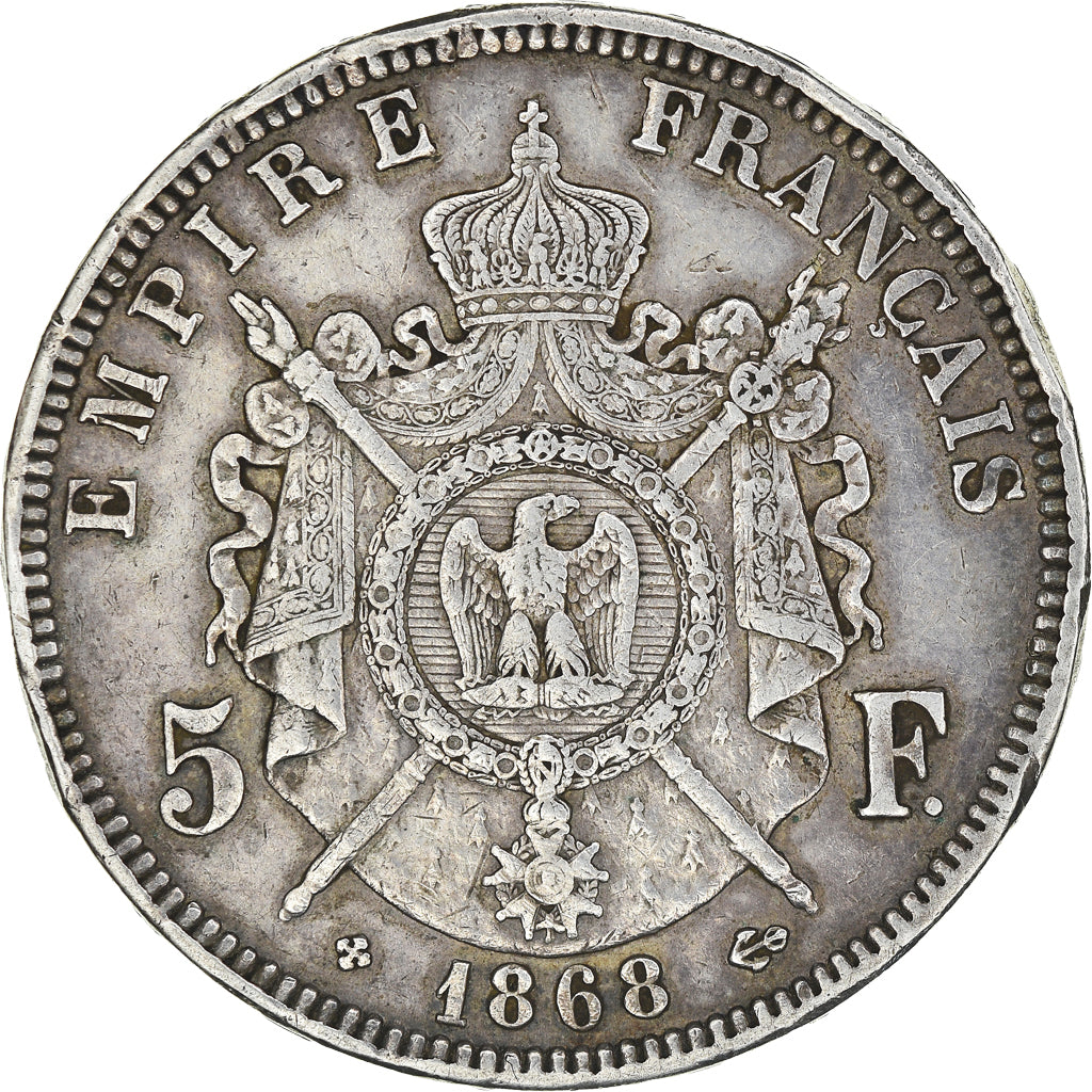 Coin, France, Napoleon III, 5 Francs, 1868, Strasbourg, EF(40-45), Silver