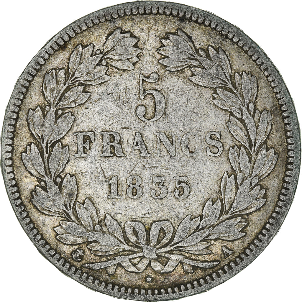 Münze, Frankreich, Louis-Philippe, 5 Francs, 1835, Paris, S+, Silber, KM:749.1