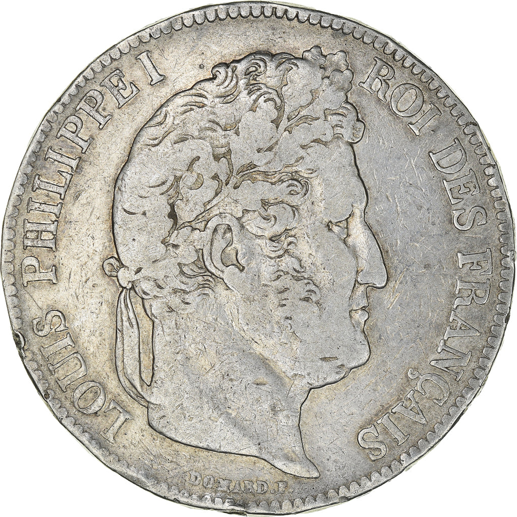 Moneta, Francia, Louis-Philippe, 5 Francs, 1837, Paris, MB+, Argento, KM:749.1