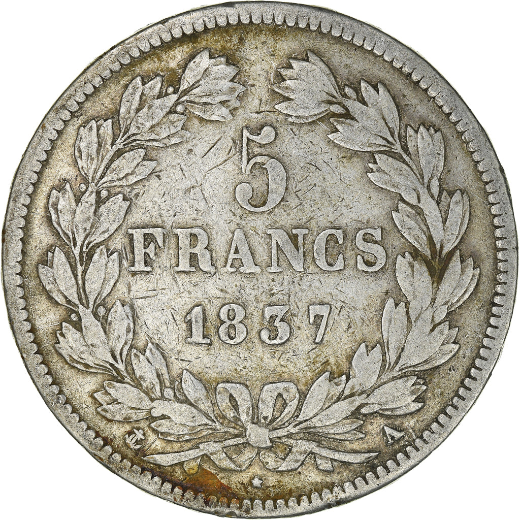 Coin, France, Louis-Philippe, 5 Francs, 1837, Paris, VF(30-35), Silver
