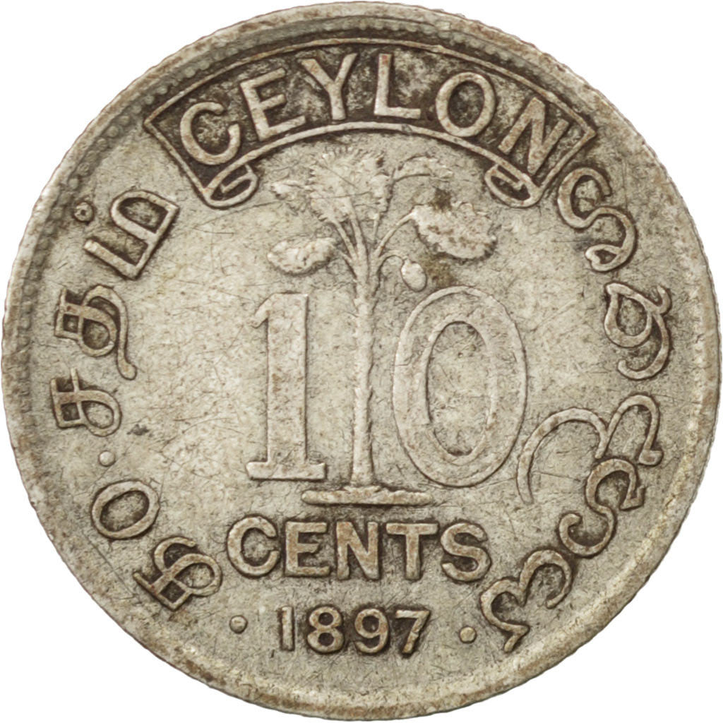 CEYLON, 10 Cents, 1897, KM #94, VF(30-35), Silver, 1.15