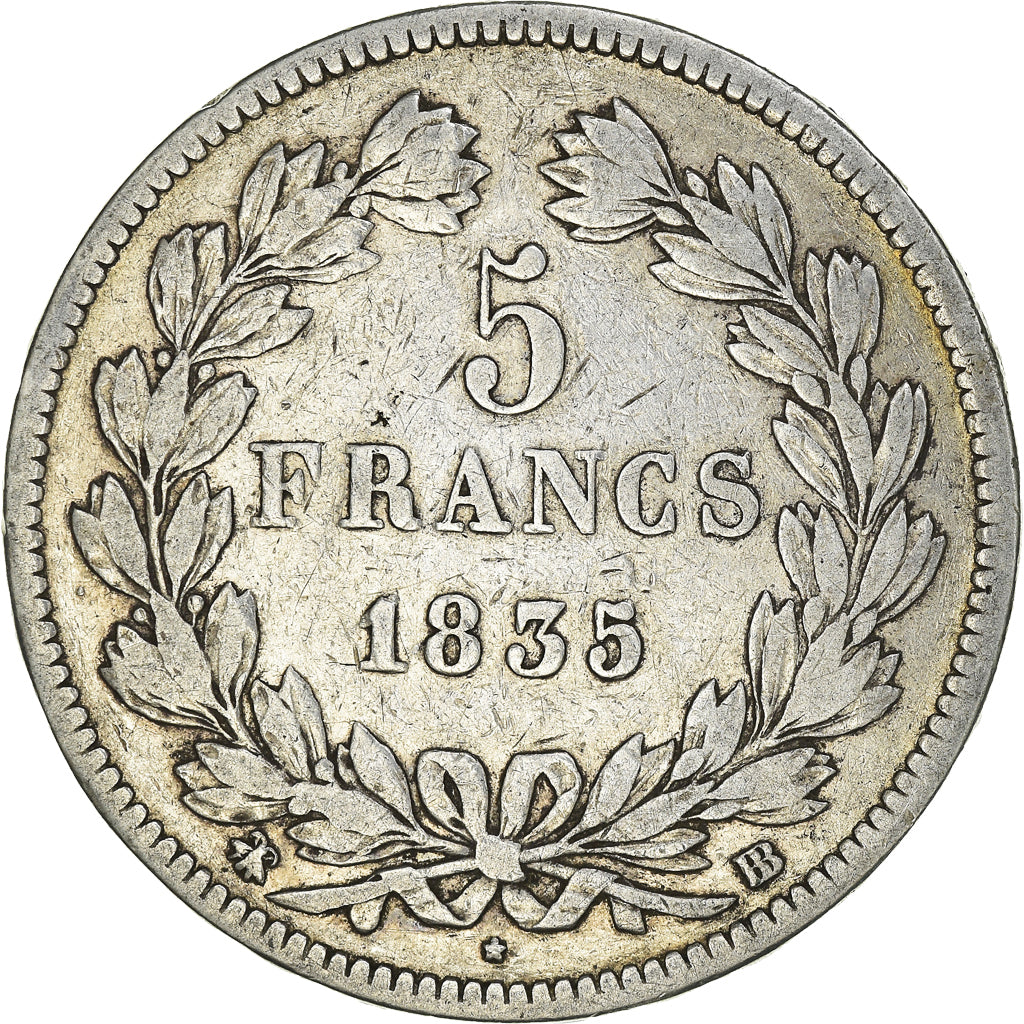 Coin, France, Louis-Philippe, 5 Francs, 1835, Strasbourg, VF(20-25), Silver