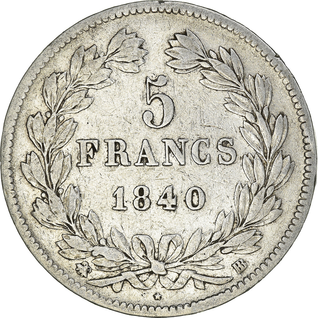 Coin, France, Louis-Philippe, 5 Francs, 1840, Strasbourg, VF(20-25), Silver