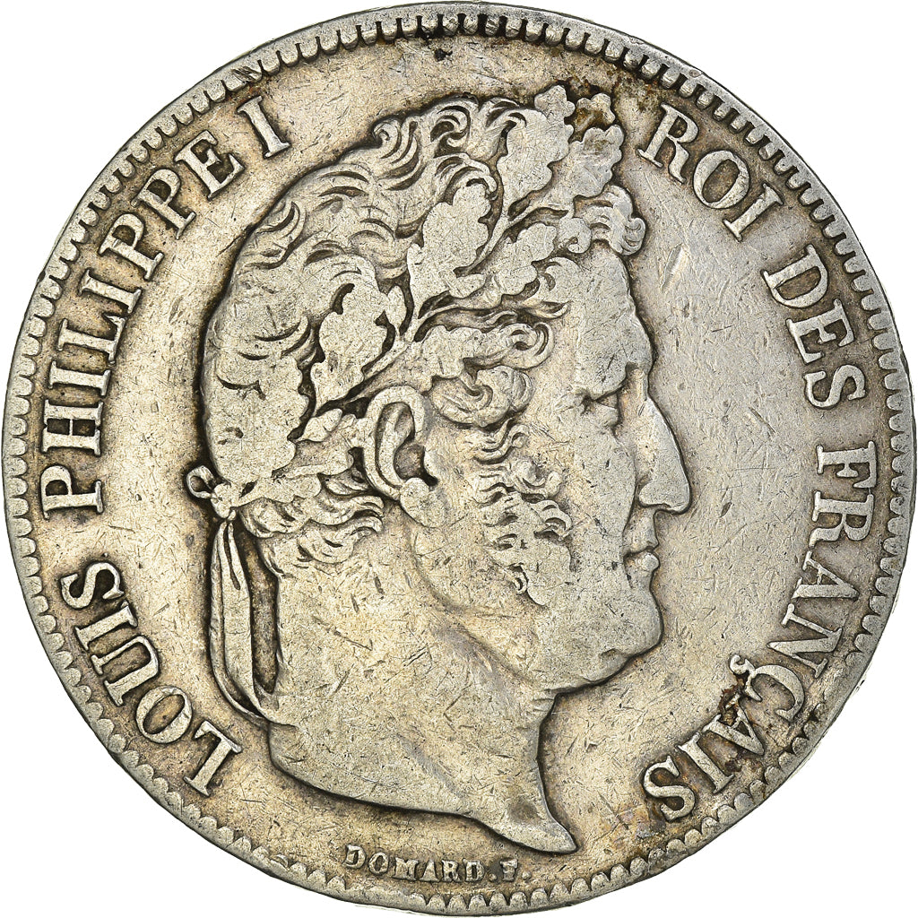 Moneta, Francia, Louis-Philippe, 5 Francs, 1838, Lille, MB+, Argento, KM:749.13