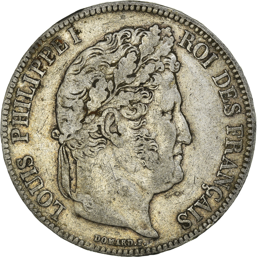 Moeda, França, Louis-Philippe, 5 Francs, 1838, Lille, VF(30-35), Prata