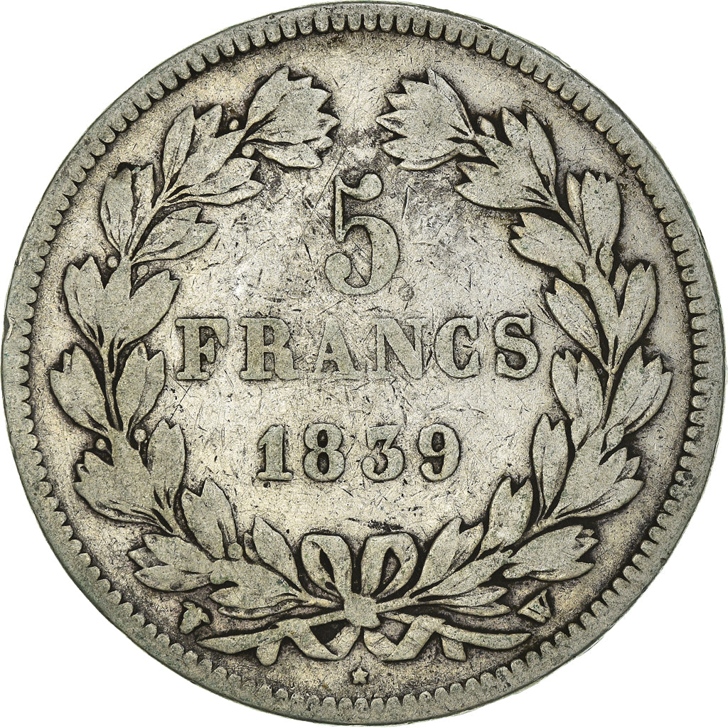 Coin, France, Louis-Philippe, 5 Francs, 1839, Lille, VF(20-25), Silver