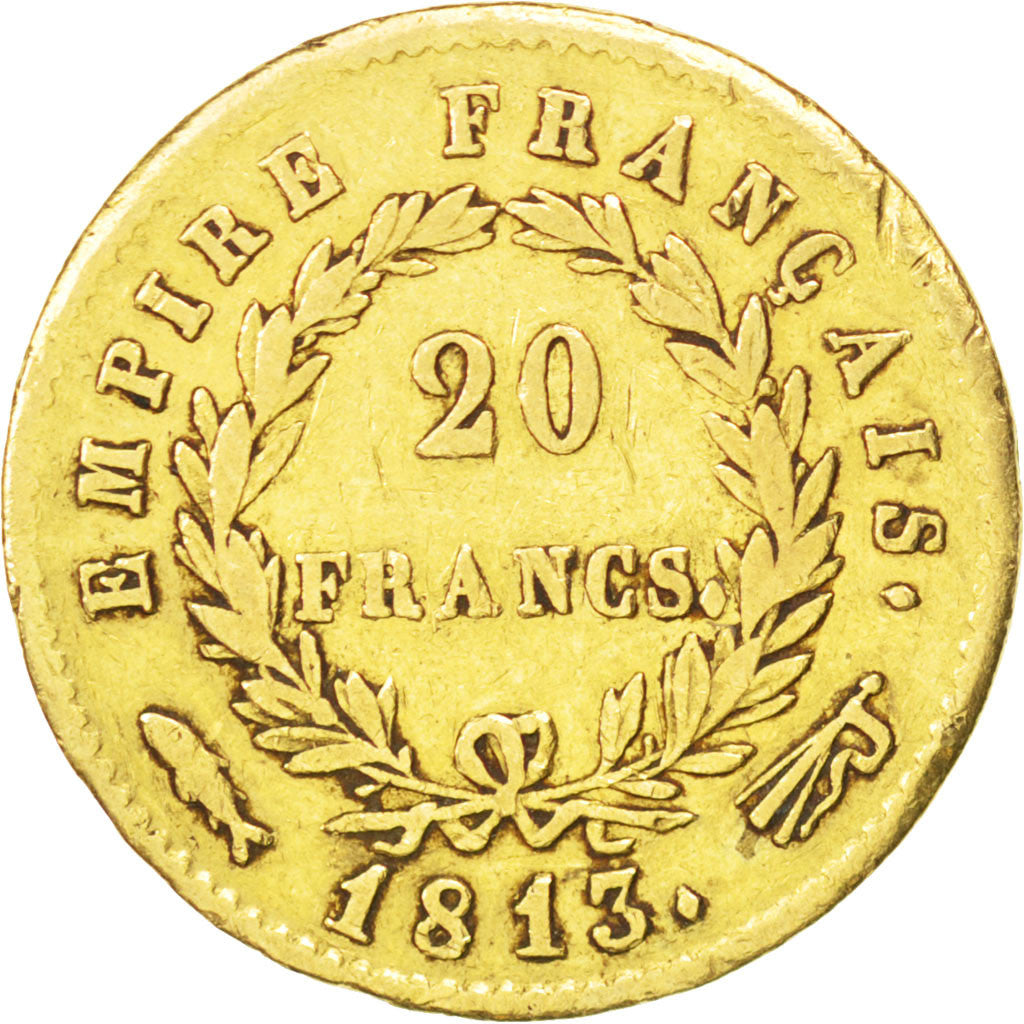 Moneta, Francia, Napoléon I, 20 Francs, 1813, Utrecht, BB, Oro, KM:695.11