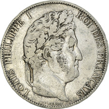Moneta, Francia, Louis-Philippe, 5 Francs, 1845, Lille, MB+, Argento, KM:749.13