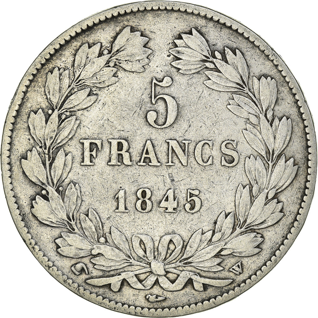 Moneta, Francia, Louis-Philippe, 5 Francs, 1845, Lille, MB+, Argento, KM:749.13