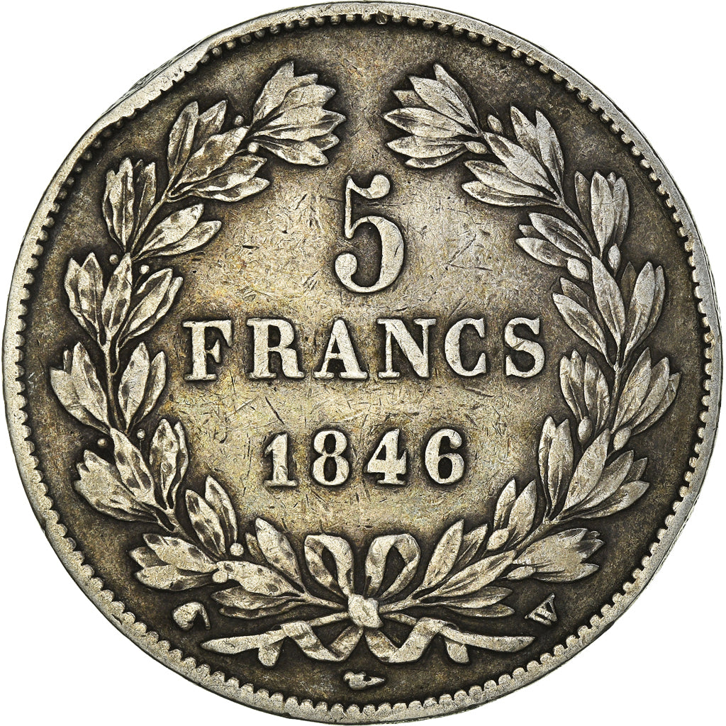 Moneta, Francia, Louis-Philippe, 5 Francs, 1846, Lille, MB+, Argento, KM:749.13