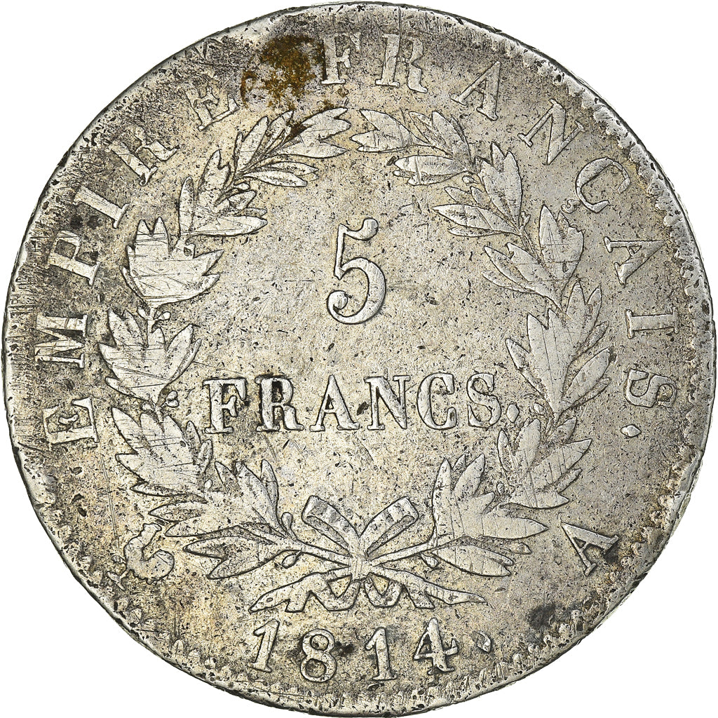 Munten, Frankrijk, Napoléon I, 5 Francs, 1814, Paris, FR, Zilver, KM:694.1