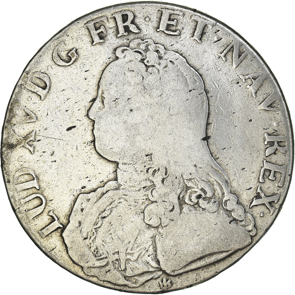 Moneda, Francia, Louis XV, Ecu aux branches d'olivier, 1727, Lyon, BC+, Plata