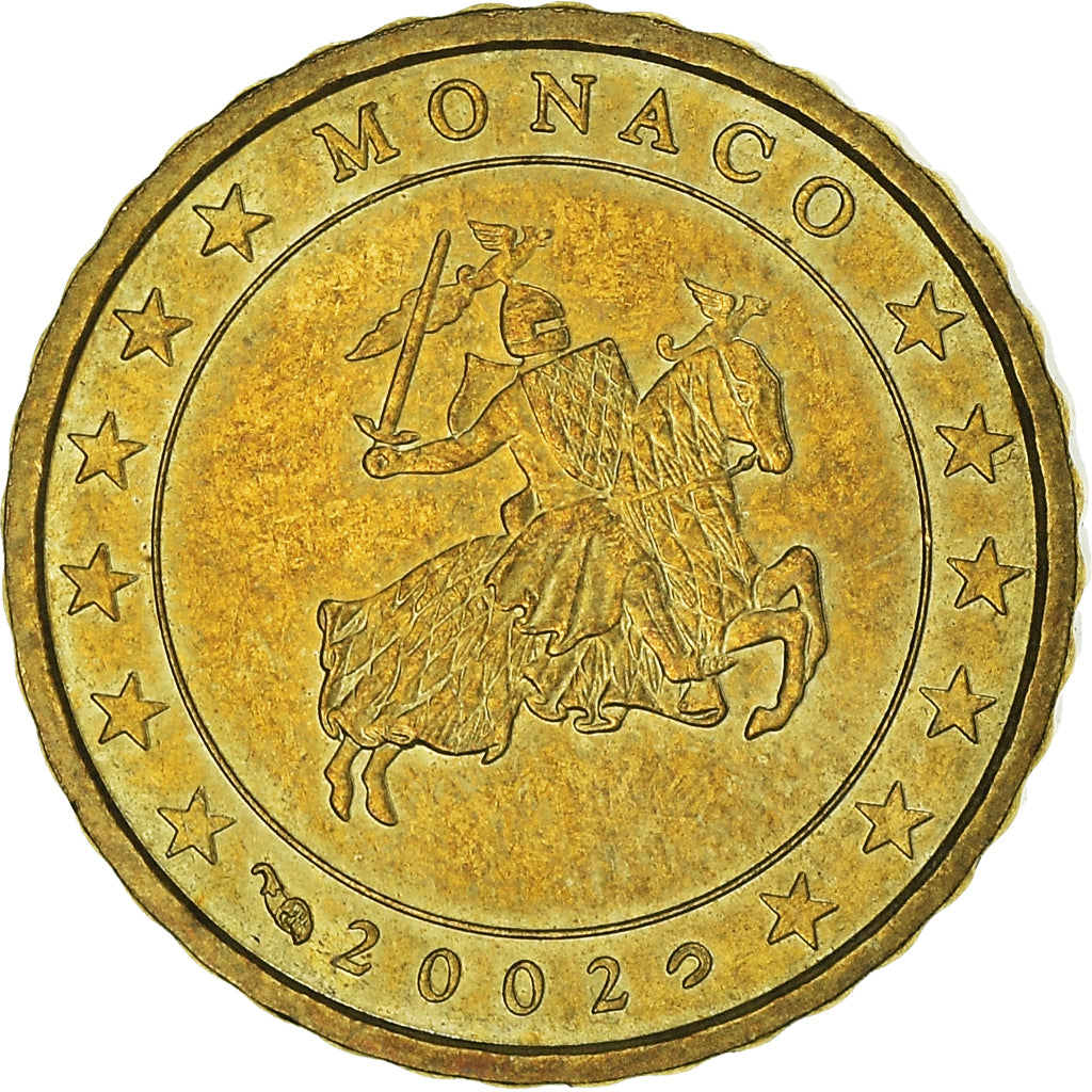 Monaco, 10 Euro Cent, 2002, Paris, MS(60-62), Brass, KM:170