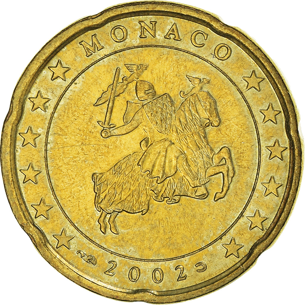 Monaco, 20 Euro Cent, 2002, Paris, MS(60-62), Brass, Gadoury:MC176, KM:171