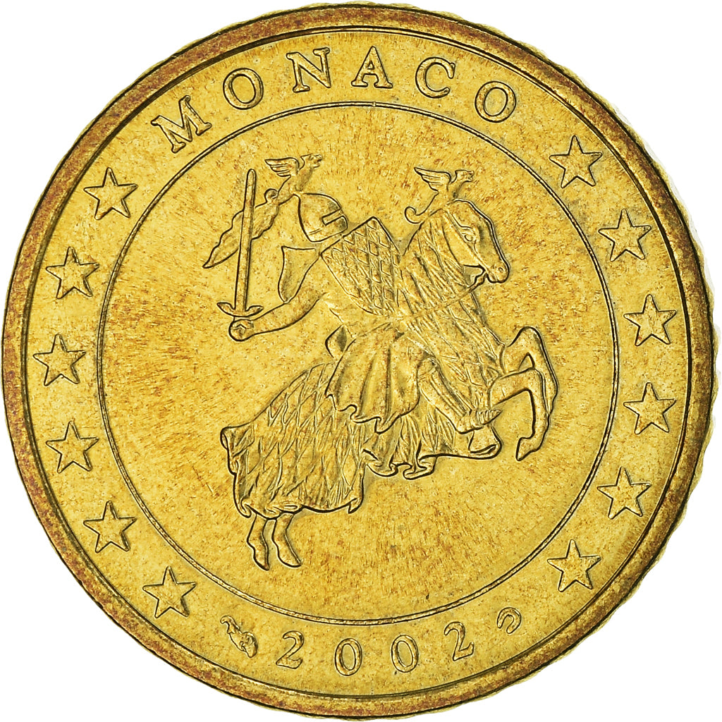 Monaco, 50 Euro Cent, 2002, Paris, MS(63), Brass, Gadoury:MC177, KM:172