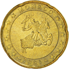 Monaco, 20 Euro Cent, 2003, Paris, UNZ, Messing, Gadoury:MC176, KM:171