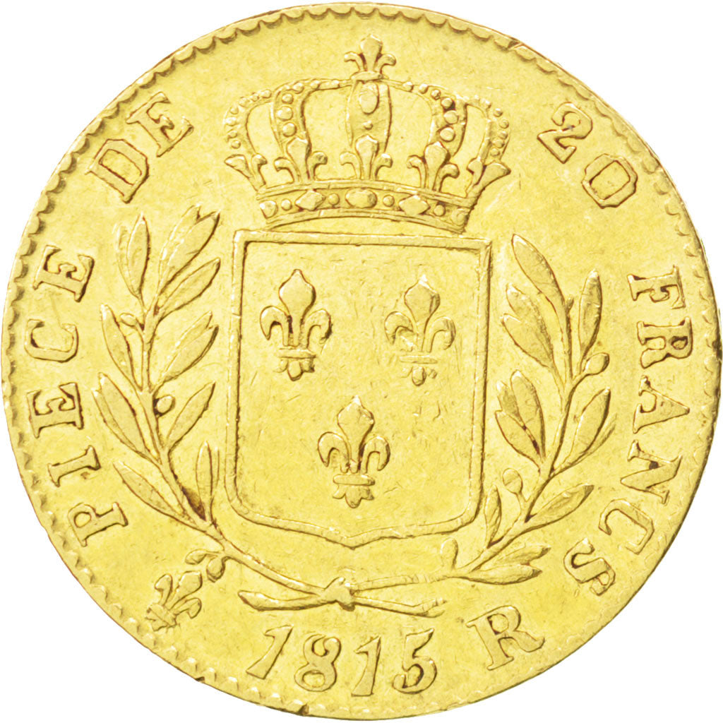 FRANCE, Louis XVIII, 20 Francs, 1815, London, KM #706.7, EF(40-45), Gold,...