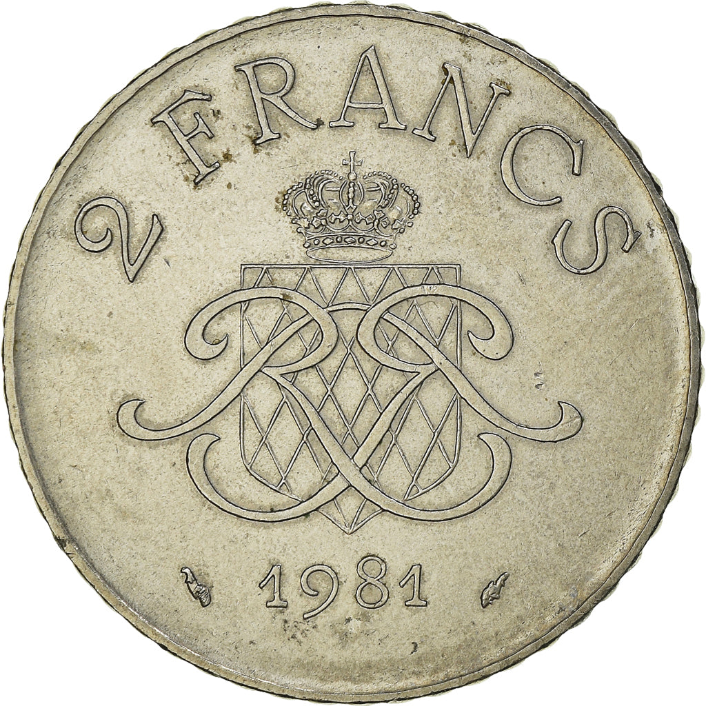 Coin, Monaco, Rainier III, 2 Francs, 1981, AU(55-58), Nickel, KM:157