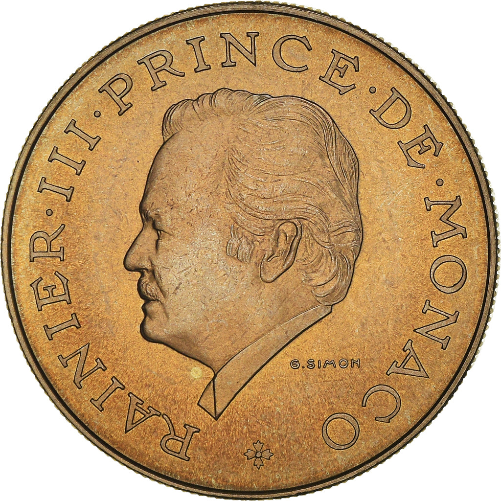 Coin, Monaco, Rainier III, 10 Francs, 1975, MS(63), Copper-Nickel-Aluminum