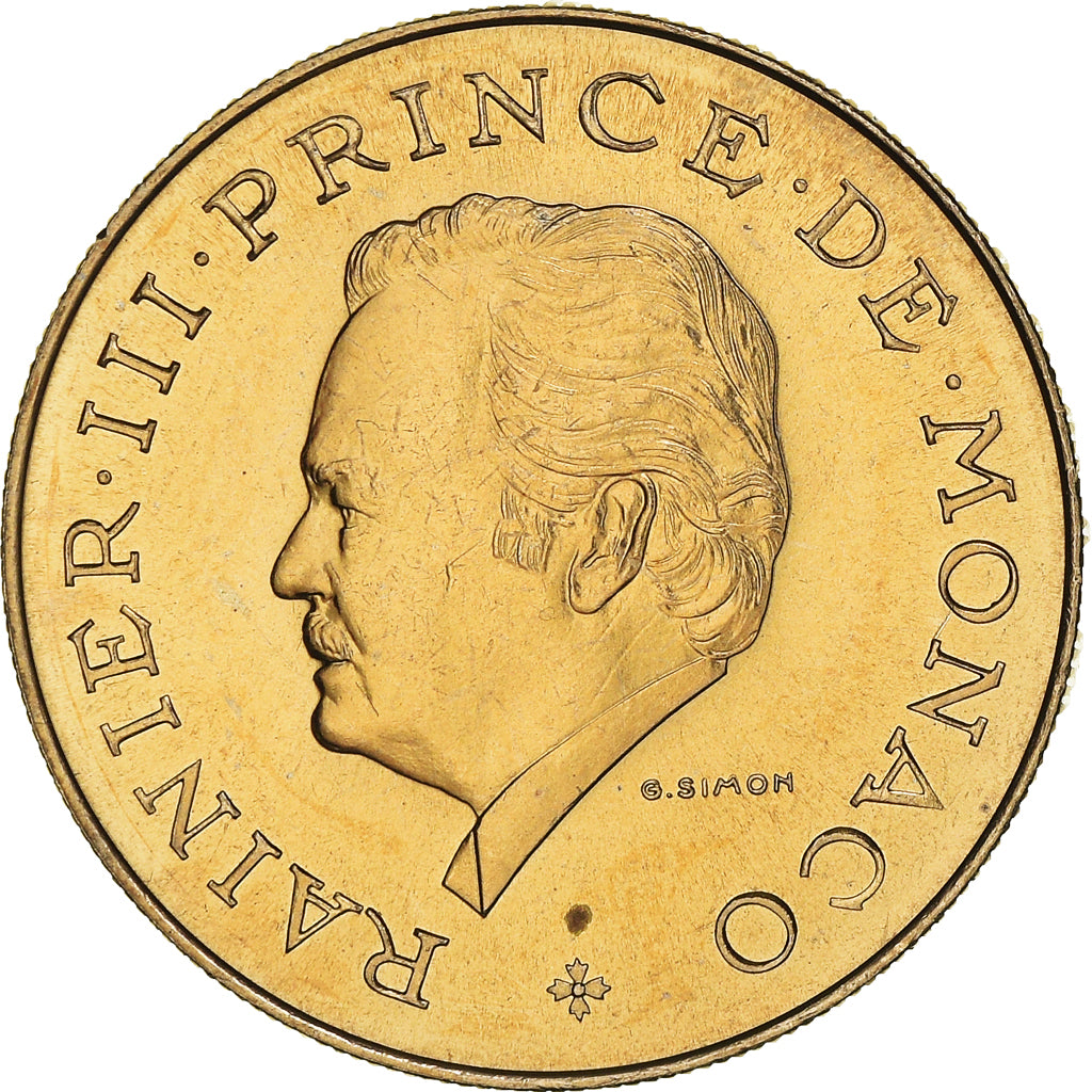 Münze, Monaco, Rainier III, 10 Francs, 1976, UNZ, Copper-Nickel-Aluminum