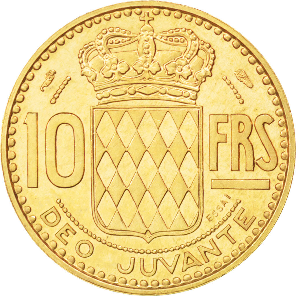 MONACO, 10 Francs, 1950, KM #E26, MS(63), Gold, Gadoury #139, 10.58