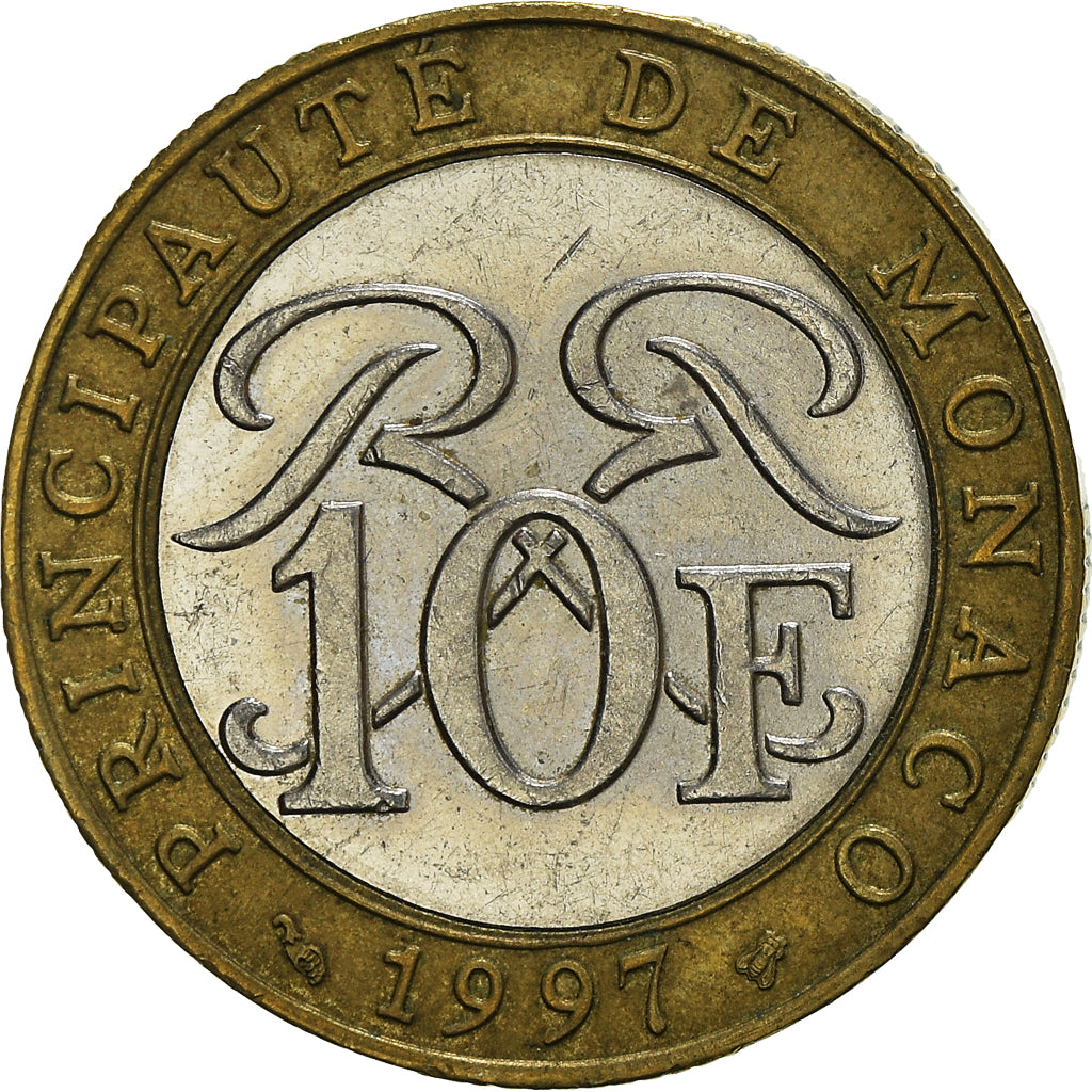 Monnaie, Monaco, Rainier III, 10 Francs, 1997, TTB+, Bimétallique, Gadoury:160