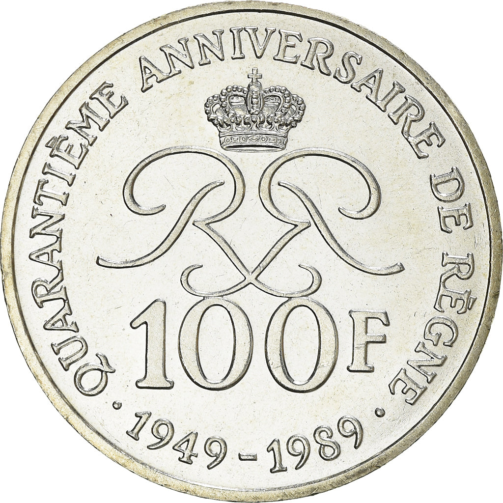 Coin, Monaco, Rainier III, 100 Francs, 1989, MS(60-62), Silver, KM:164
