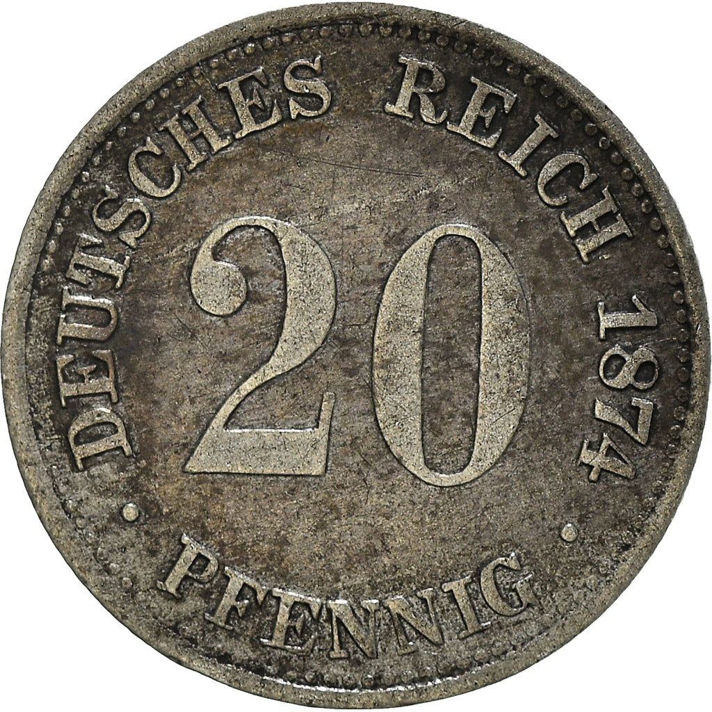 Coin, GERMANY - EMPIRE, Wilhelm I, 20 Pfennig, 1874, Berlin, EF(40-45), Silver