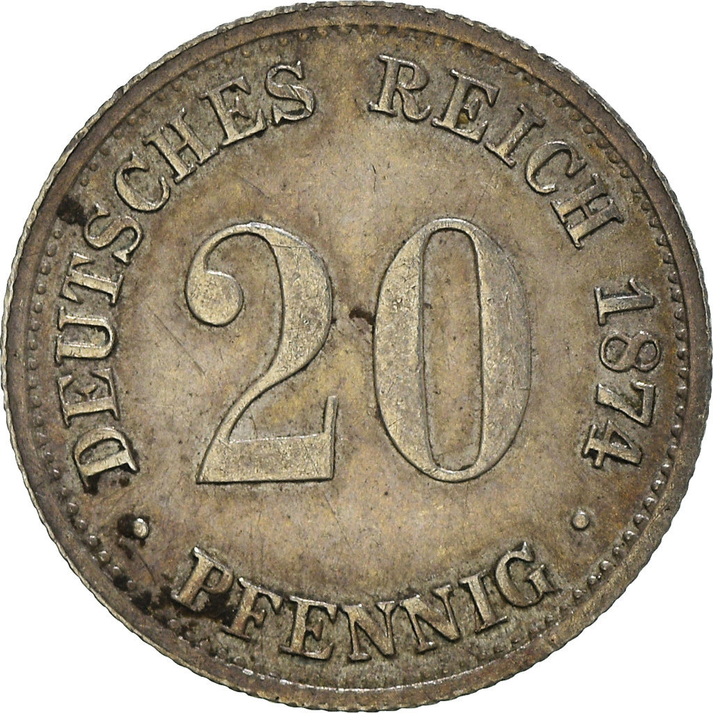 Coin, GERMANY - EMPIRE, Wilhelm I, 20 Pfennig, 1874, Hannover, AU(50-53)