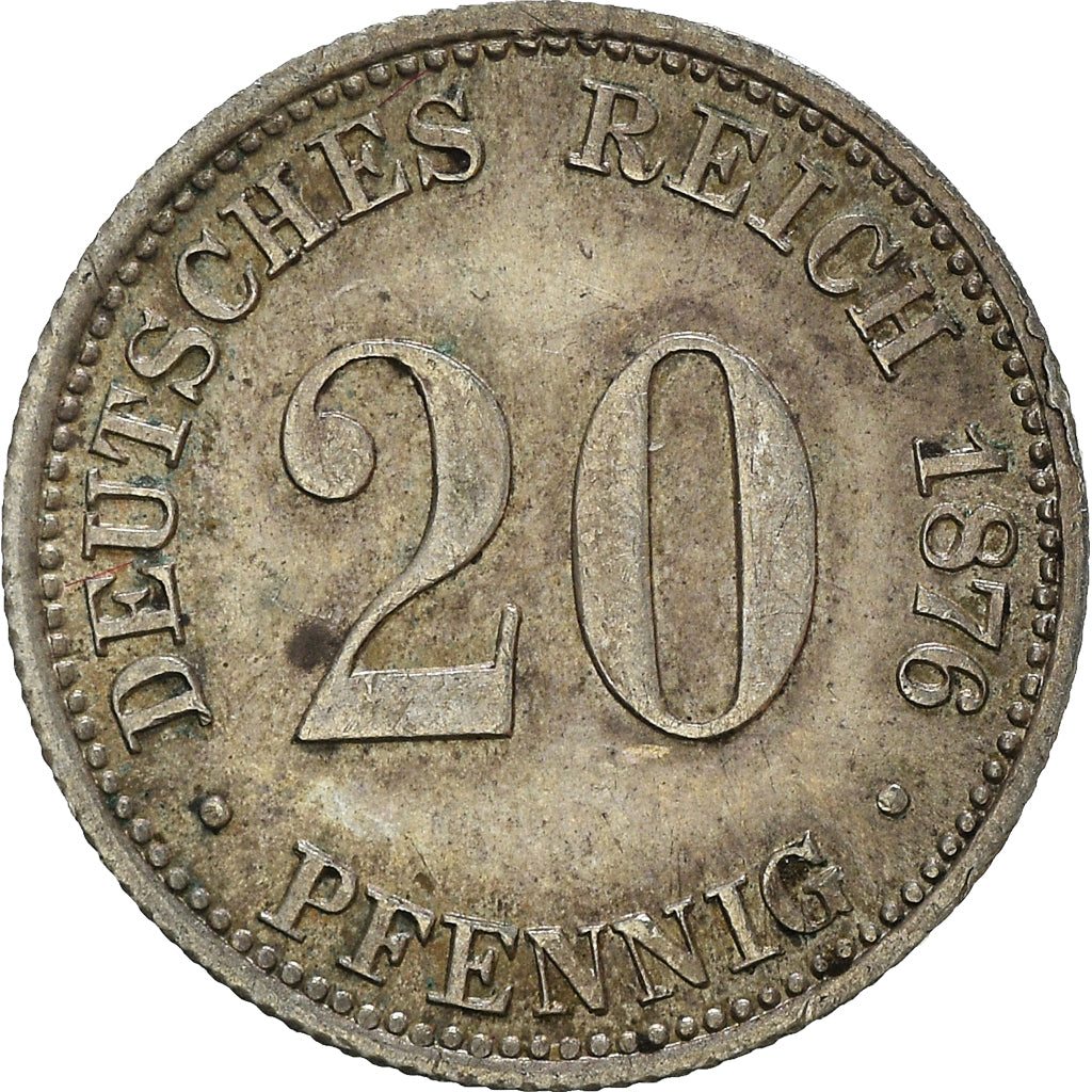 Münze, GERMANY - EMPIRE, Wilhelm I, 20 Pfennig, 1876, Hannover, VZ, Silber