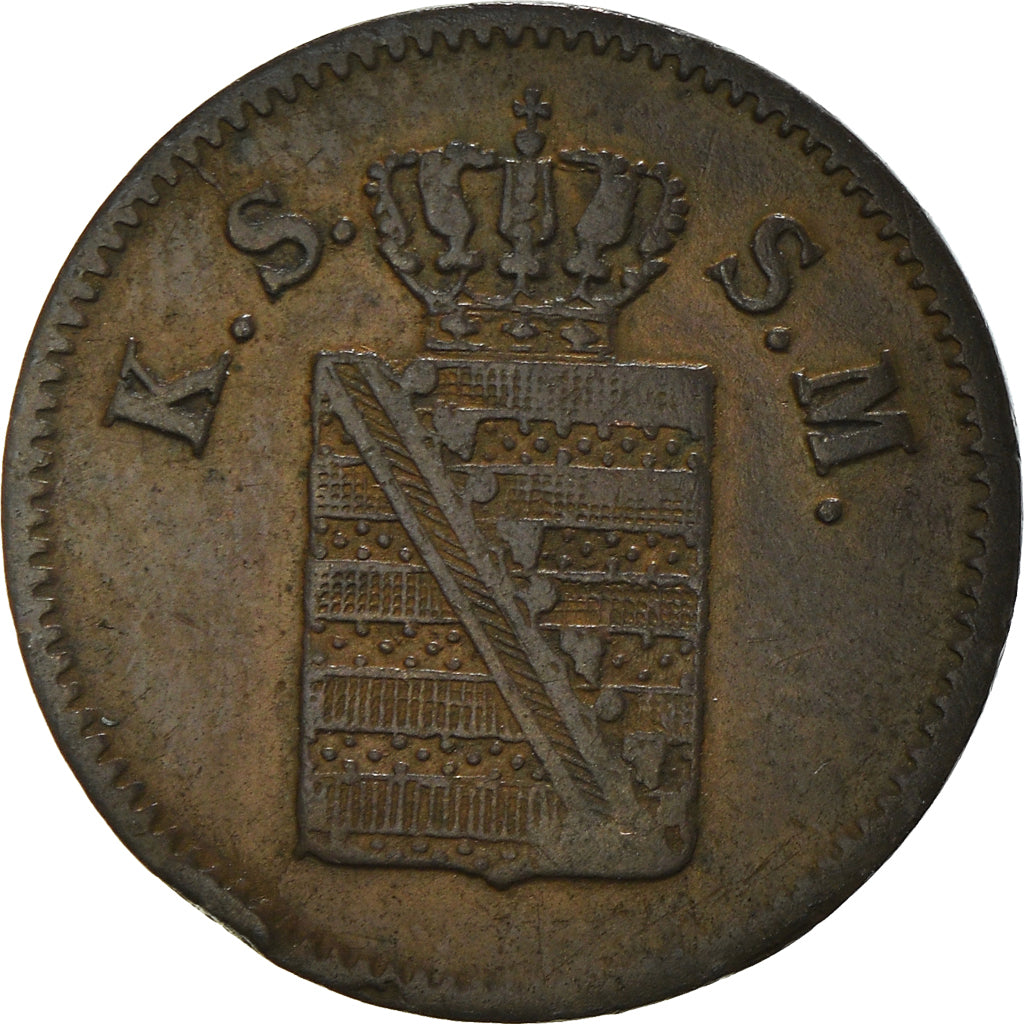 Coin, German States, SAXONY-ALBERTINE, Johann, Pfennig, 1859, EF(40-45), Copper