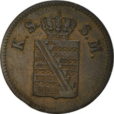 Coin, German States, SAXONY-ALBERTINE, Johann, Pfennig, 1859, EF(40-45), Copper
