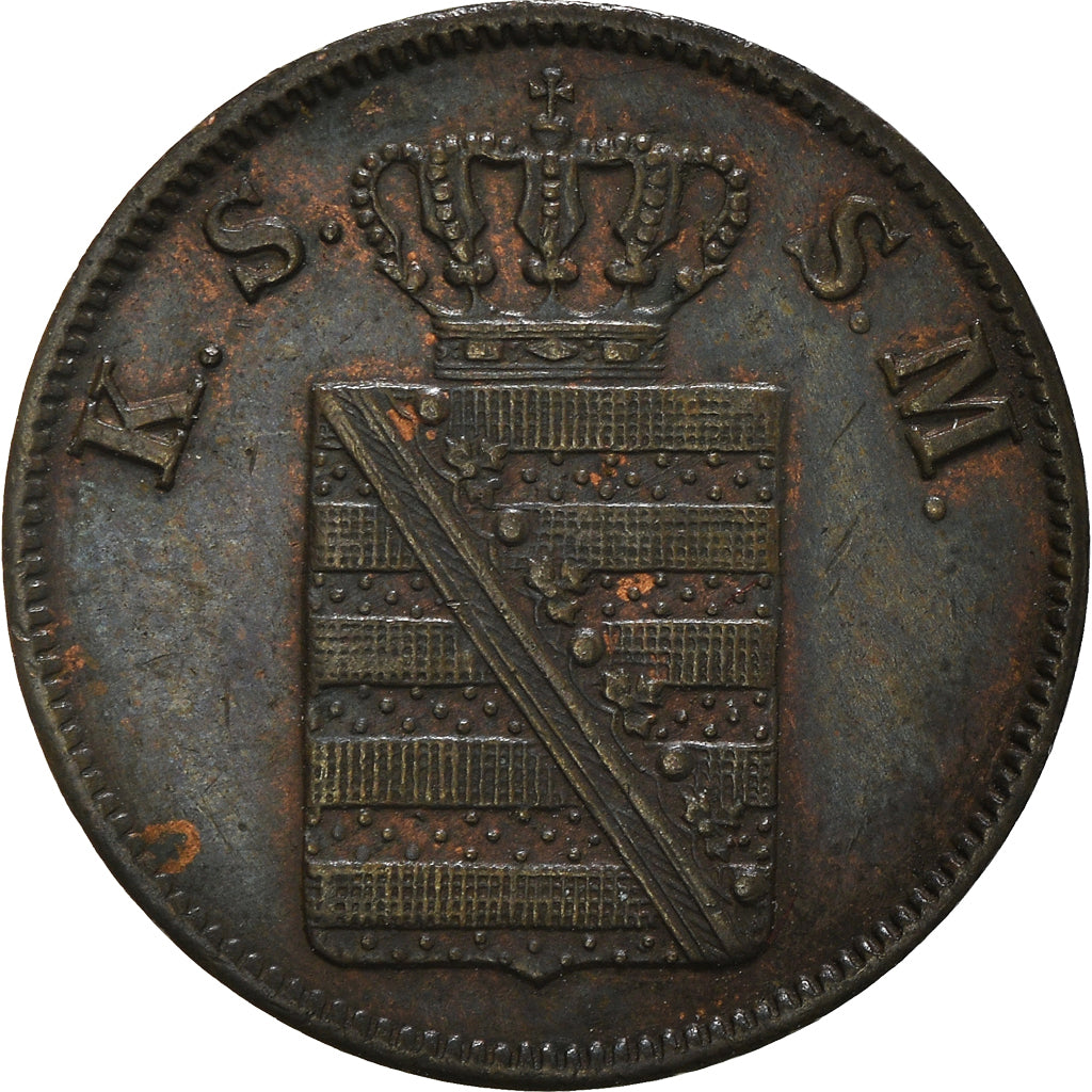 Coin, German States, SAXONY-ALBERTINE, Friedrich August II, 2 Pfennig, 1853
