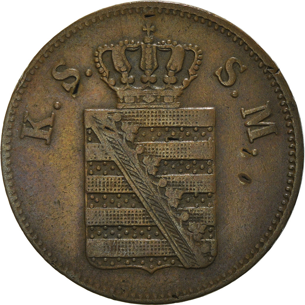 Coin, German States, SAXONY-ALBERTINE, Johann, 2 Pfennig, 1856, EF(40-45)